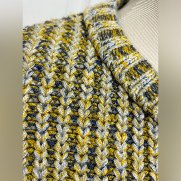 Maje Mous Oversized Yellow Multi Marled Chunky Ribbed Knit Wool Blend Sweater - Picture 10 of 14